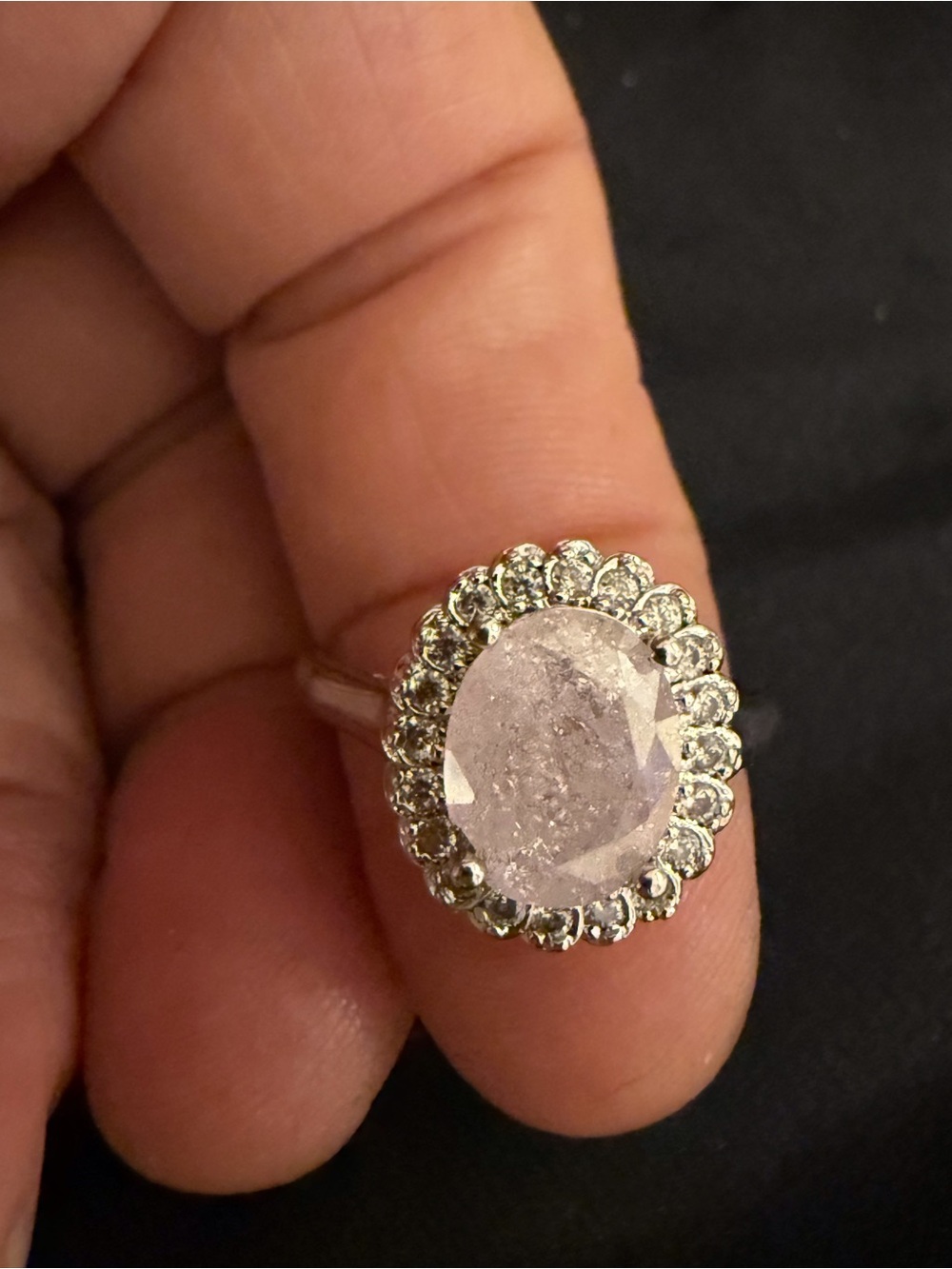 Delicate Pink Stone Halo Ring - Women Jewelry